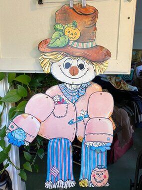 LOT 8 Vintage Halloween Die Cut Paper Decoration Loomco Eureka Jointed Scarecrow